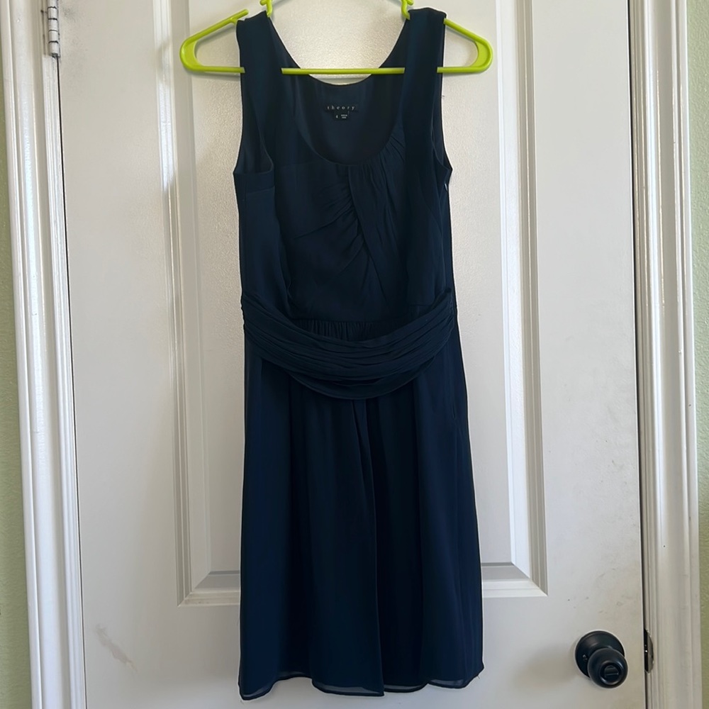 Theory navy blue chiffon dress